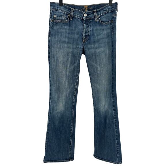 7 For All Mankind VTG Boy Cut Blue Bootcut Jeans Mid Rise Medium Wash Casual 29 - Picture 1 of 8